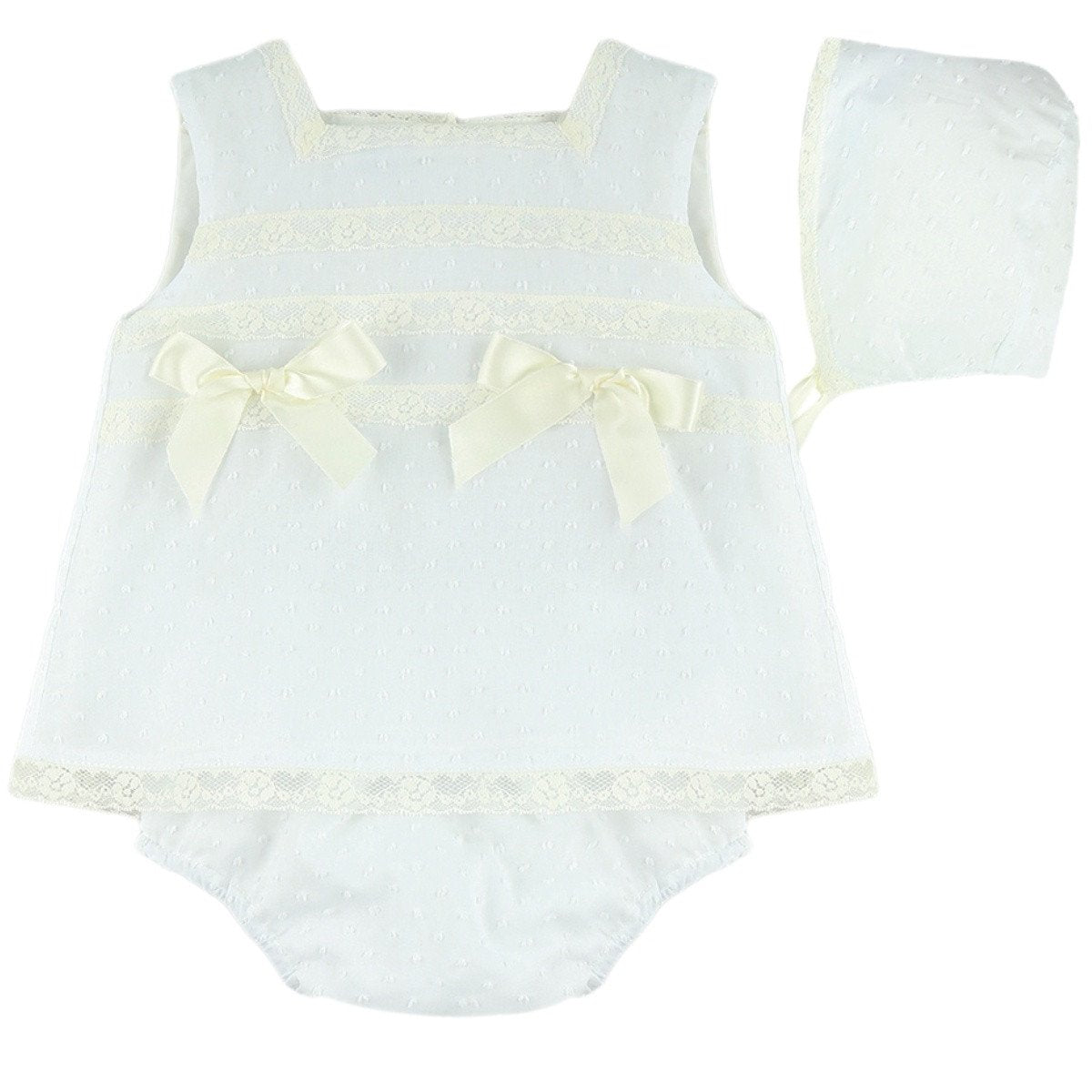 Vestido 3 Piezas Adela Blanco Pique